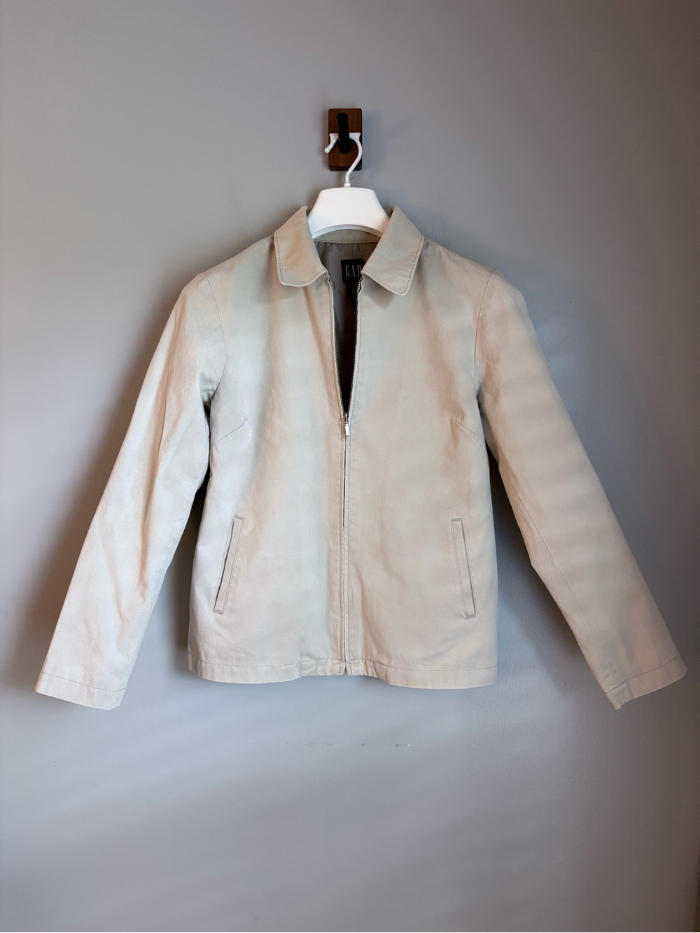 Vintage Gap Beige Full Zip Twill Harrington Jacket Size M Minimalist 90s